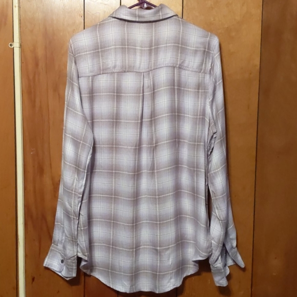 Purple&Gray Button Down Flannel - Picture 2 of 5